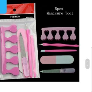 Mini File, Cuticle Trimmer, Toe Separator & Plastic Cuticle Pusher Set