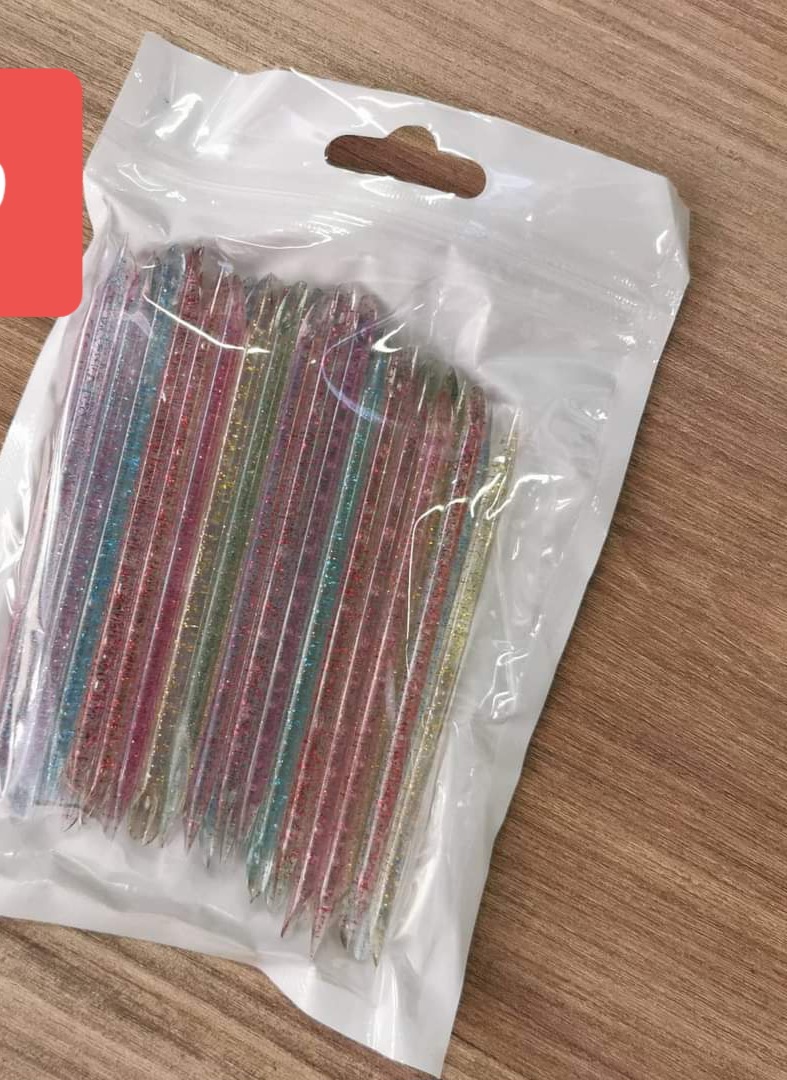 50-Piece Plastic Cuticle Glitter Pushers