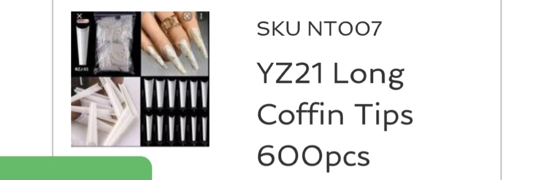 YZ21 Long Coffin Nail Tips – 600 Pieces
