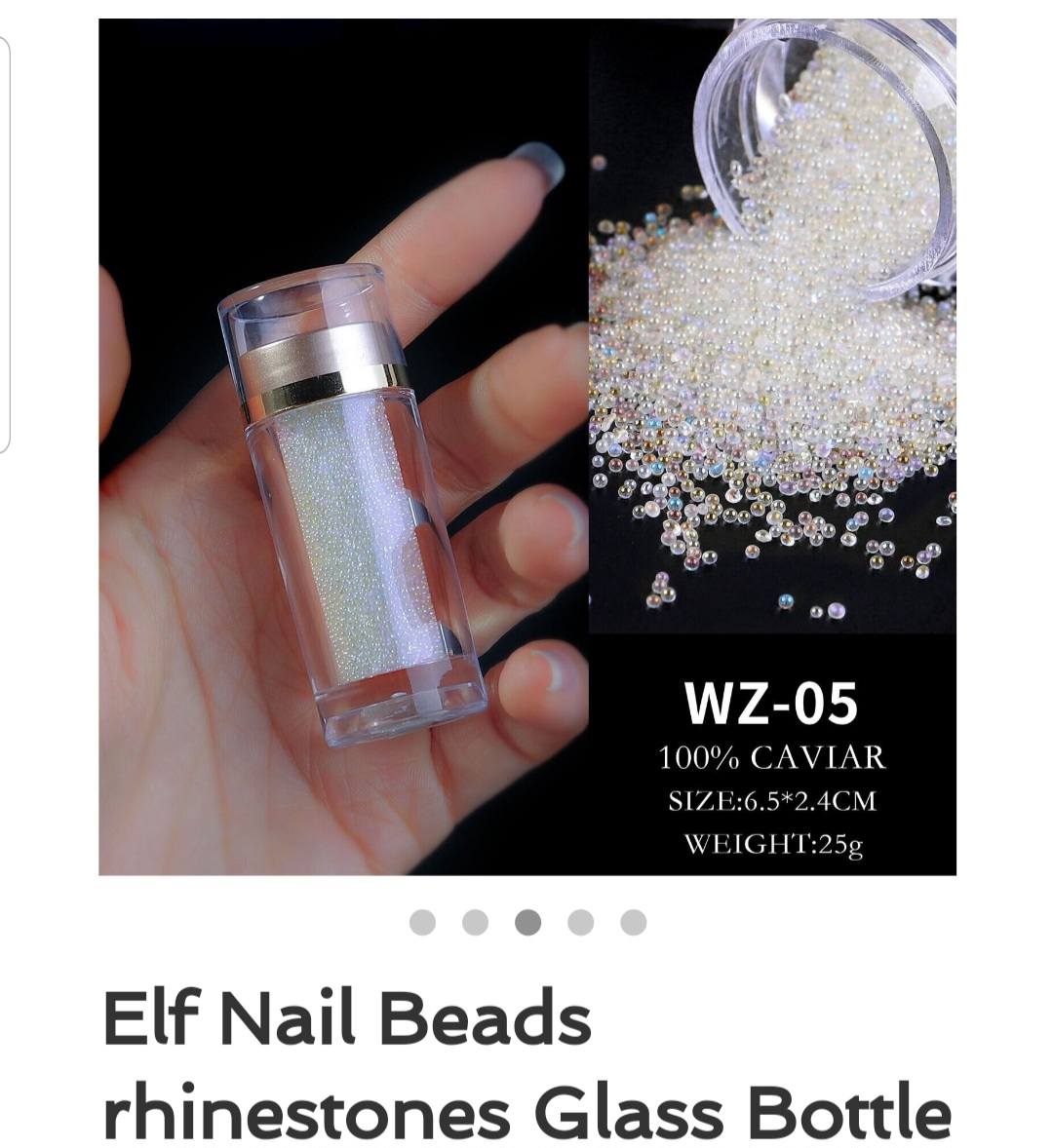 Elf Nail Beads Rhinestone Crystals – 12g Glass Bottle - Image 3