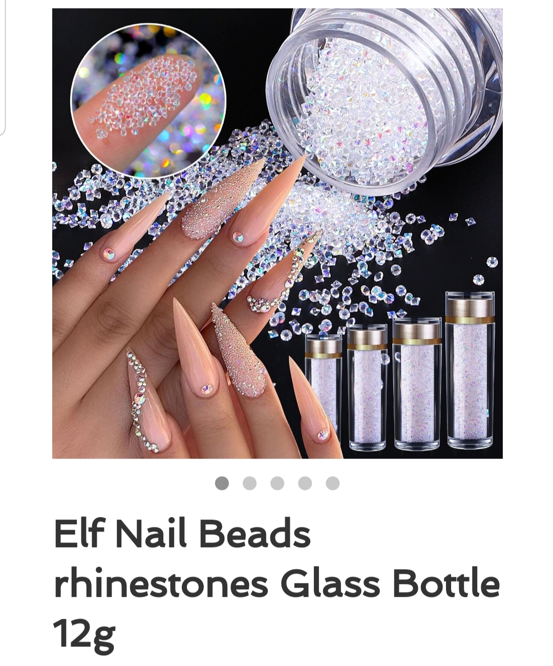 Elf Nail Beads Rhinestone Crystals – 12g Glass Bottle - Image 2