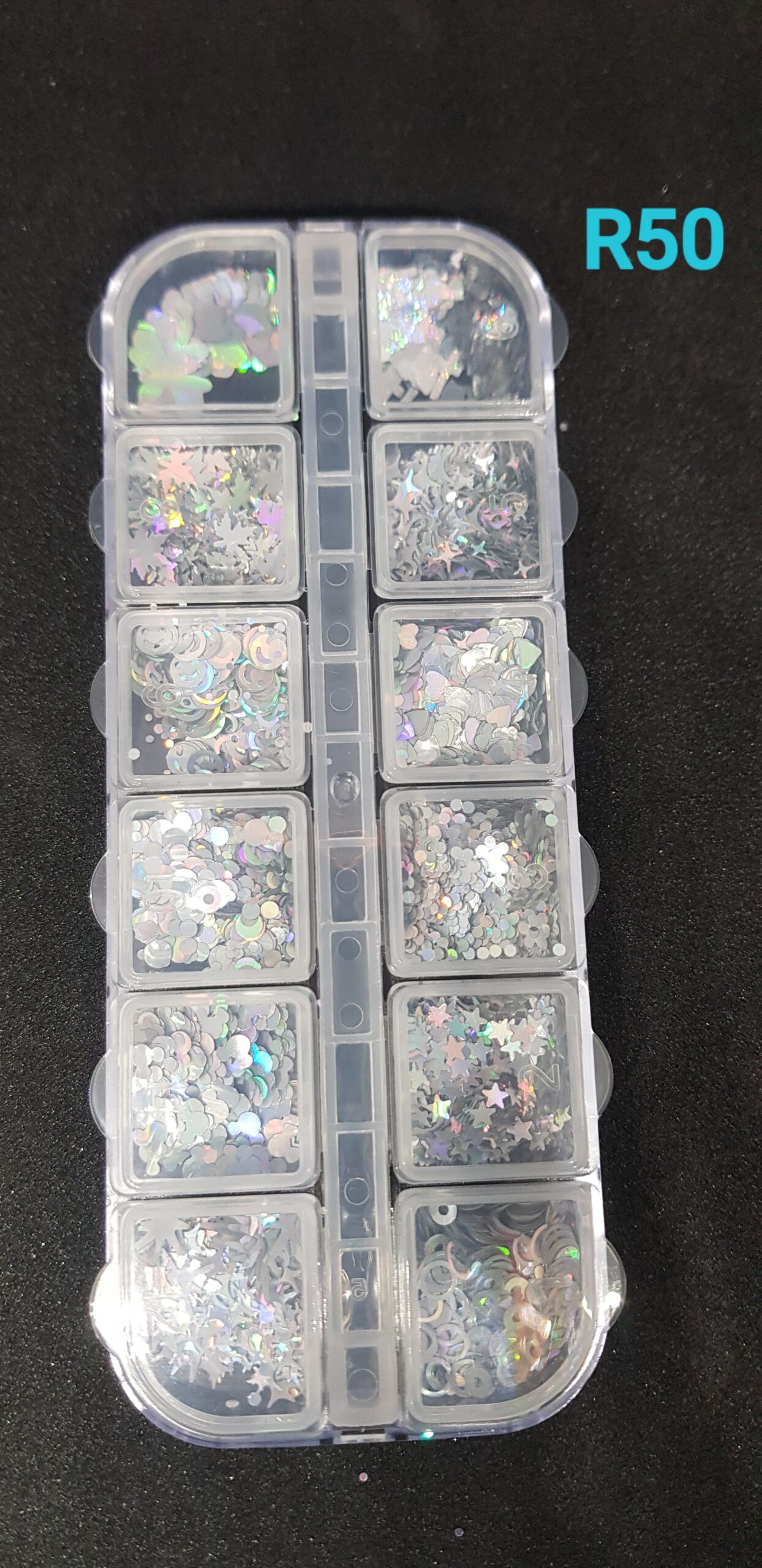 Holographic 12-Grid Nail Art Set