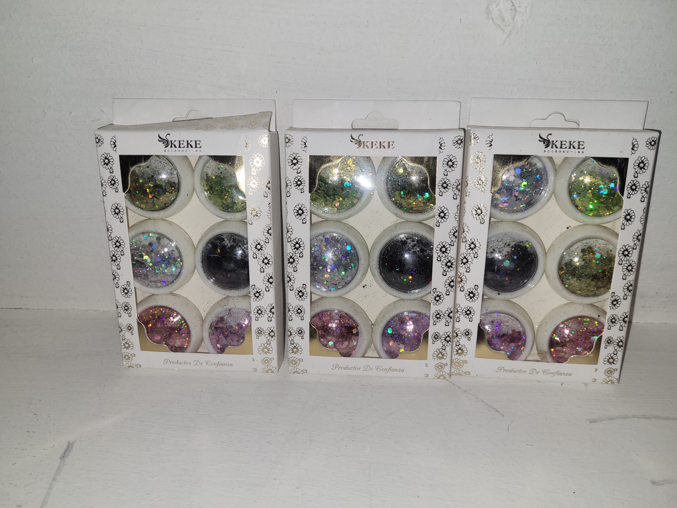 6 Pce Round Tub Glitters Set