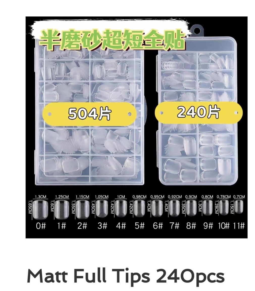 Matt Full Cover Short Square Nails – 240 Pieces