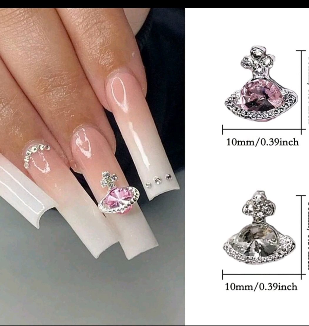 Planet Nail Charms – Pink & Silver (2 Pce Set)