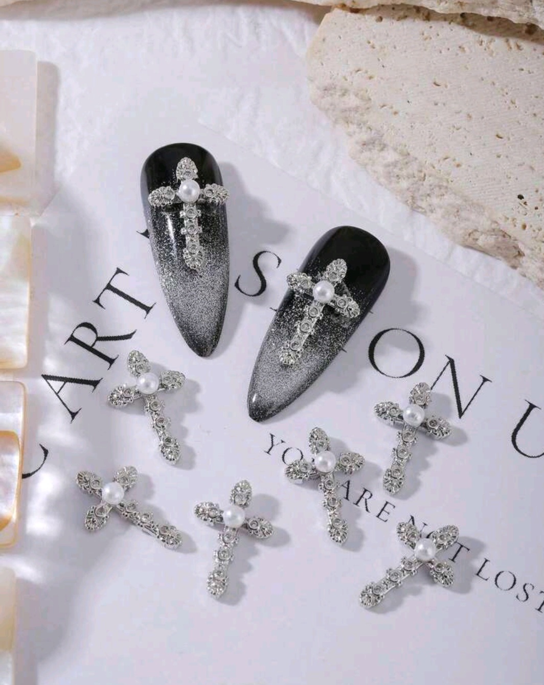 Pearl Cross Nail Art – 10 Pce Set