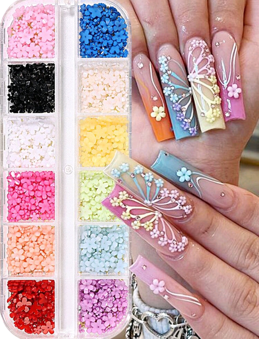 Colour Flowers Nail Art Stickers