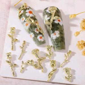 Gold Rose Nail Art – 2 Pce Set