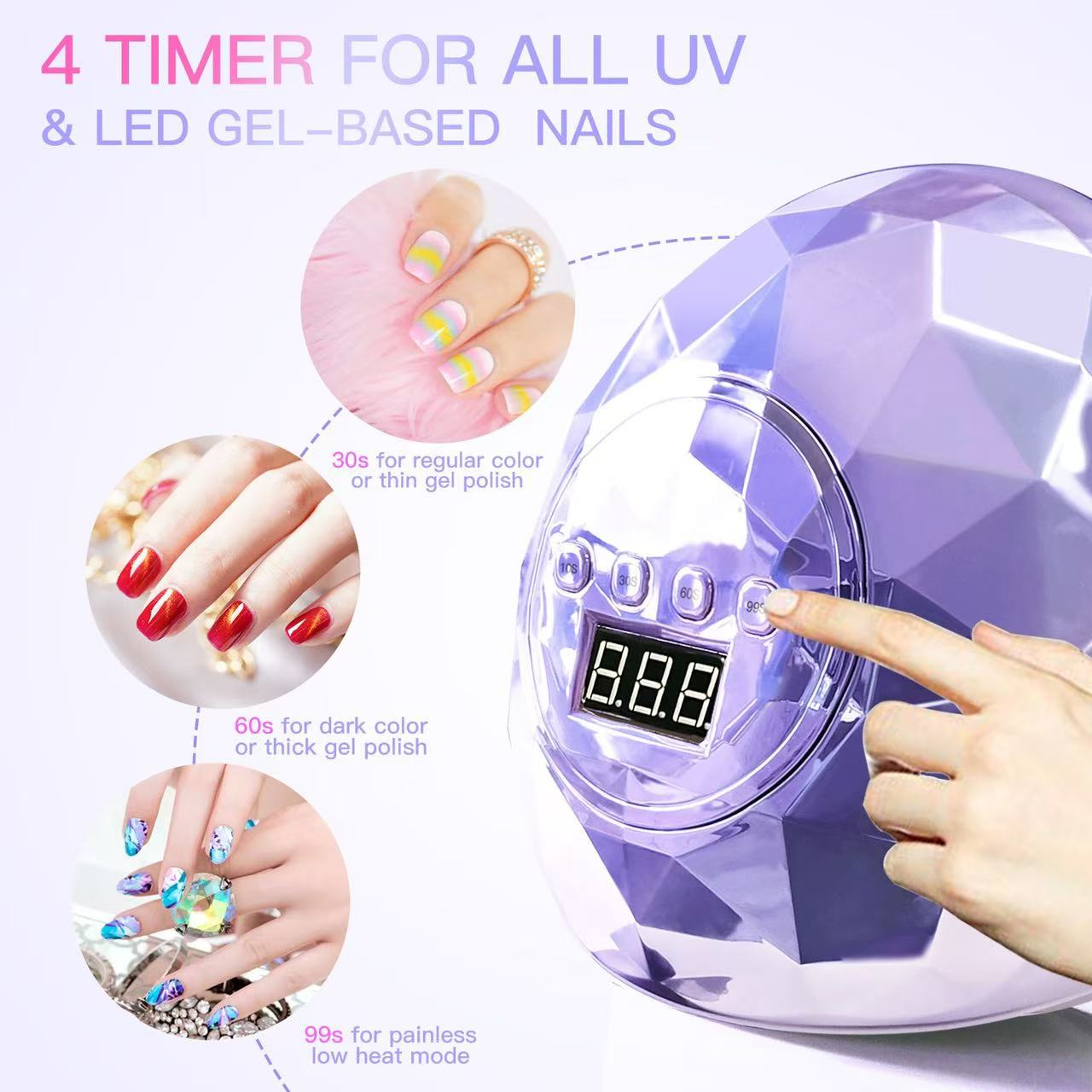 Diamond F6 Professional Gel Polish LED Nail Dryer Lamp 86W ( 39 LED Beads ) - Image 2