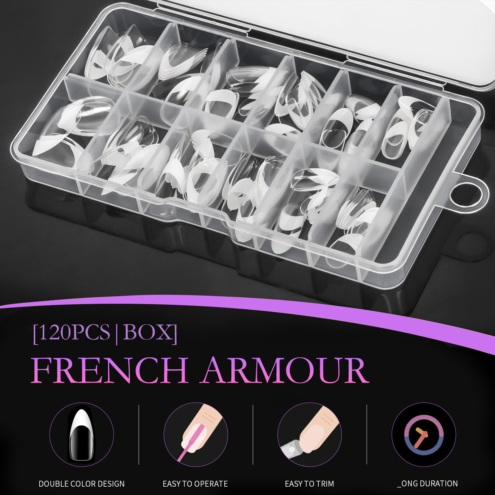 White french full nails 120pce - Image 3